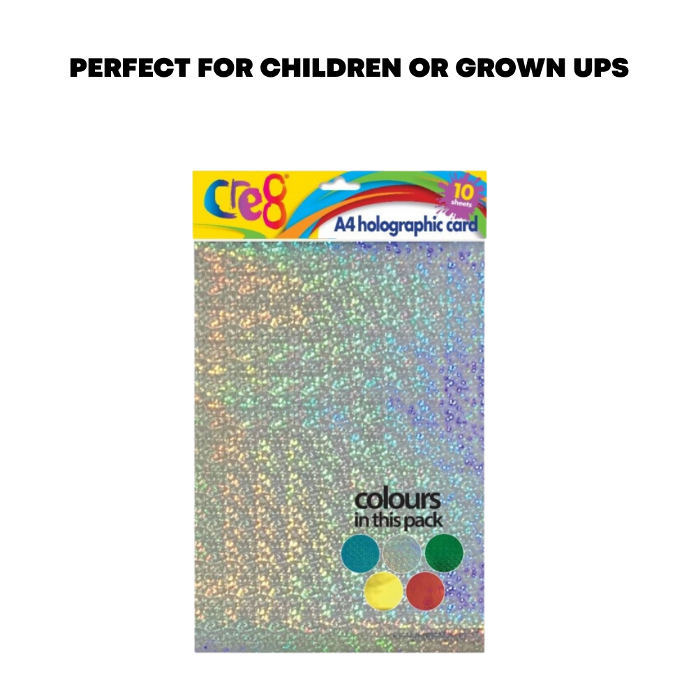 10x A4 Holographic Card Paper Craft Board Assorted Color Metallic Shine Kids Art - ZYBUX