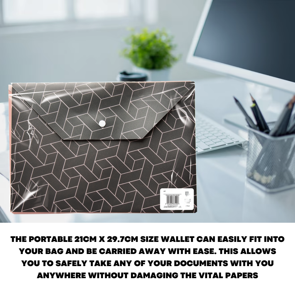 A4 Plastic Wallets with Press Stud - Office Storage Folders