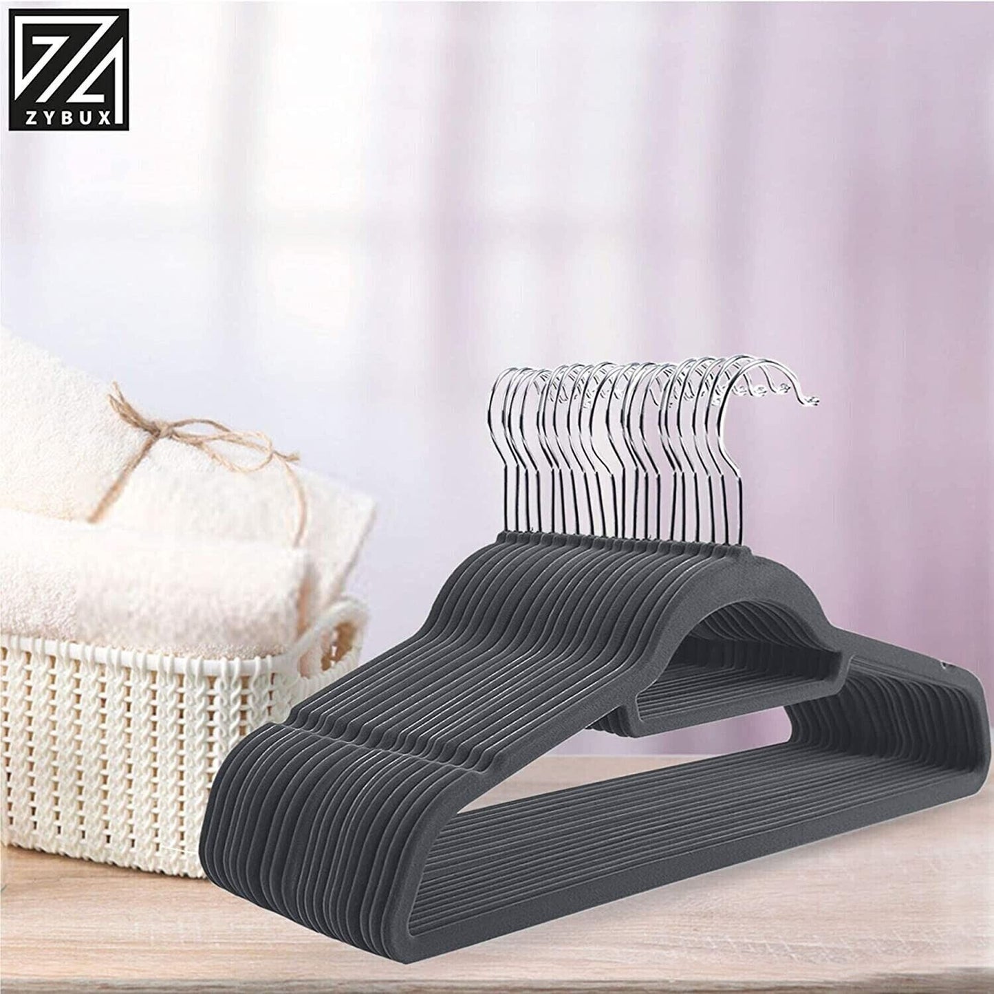 Non-Slip Velvet Adult Clothes Hanger Space Saving Wardrobe Coat Hangers, 20x - ZYBUX