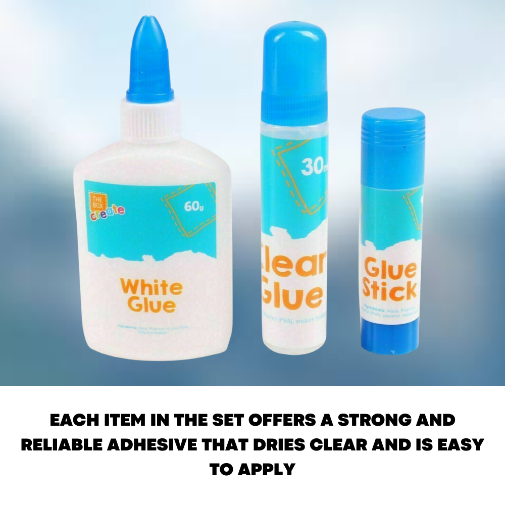 3Pc Glue Set Adhesive White Clear Stick Card Craft Paper Book School Office Home - ZYBUX