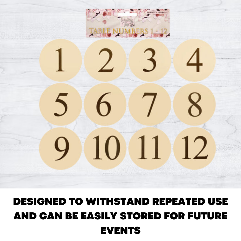 1-12 Table Number Cards Wedding Event Party Top Table Card Seating Plan Numbers - ZYBUX