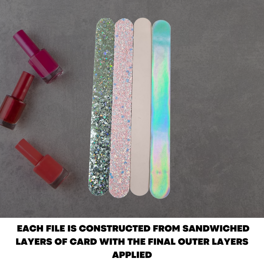 4 Pack Straight Large Nail Files Emery Board Dual Sided Glitter Medium Abrasive