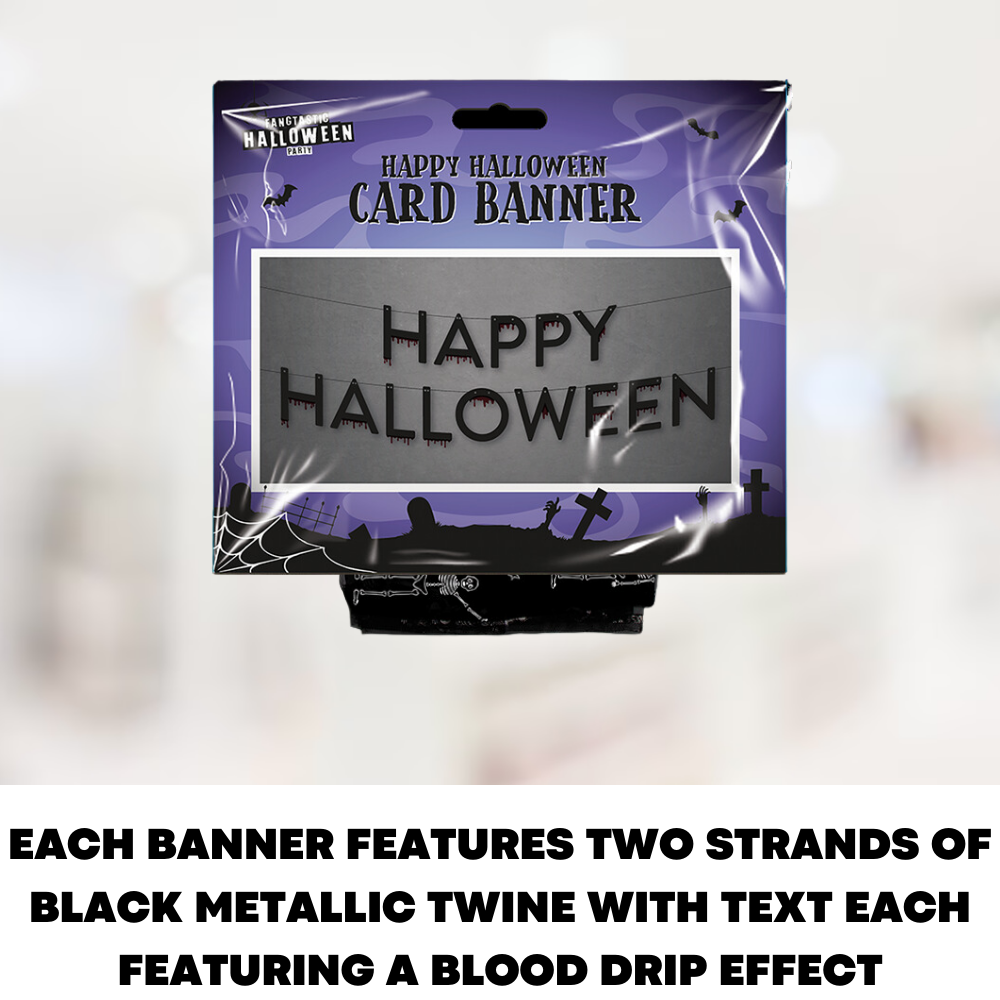 Happy Halloween Card Banner House Props Party Decoration Hanging Poster Placard - ZYBUX