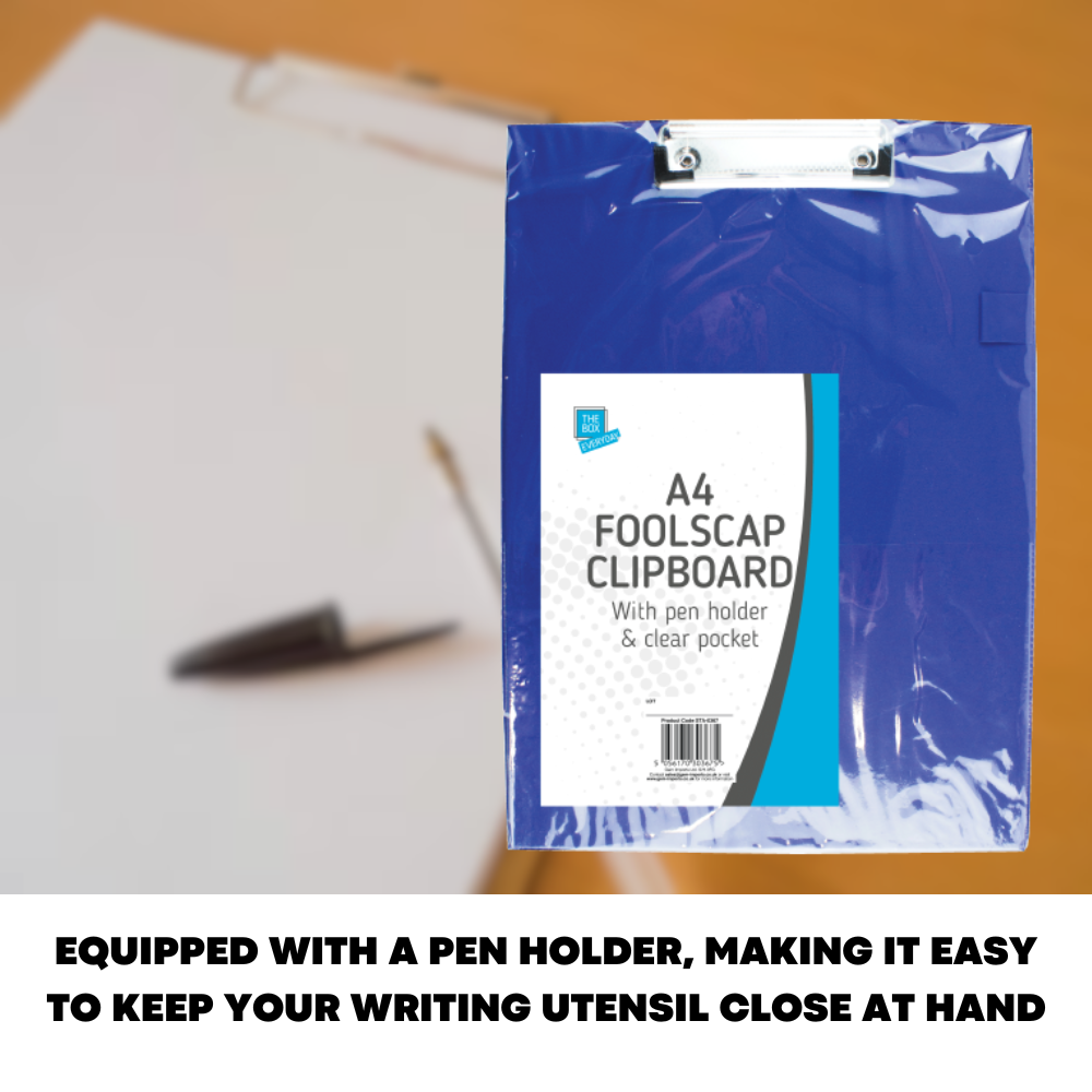 20 x A4 Foolscap Clipboard Pen Holder PVC Filing Clip Board Writing Pad School - ZYBUX