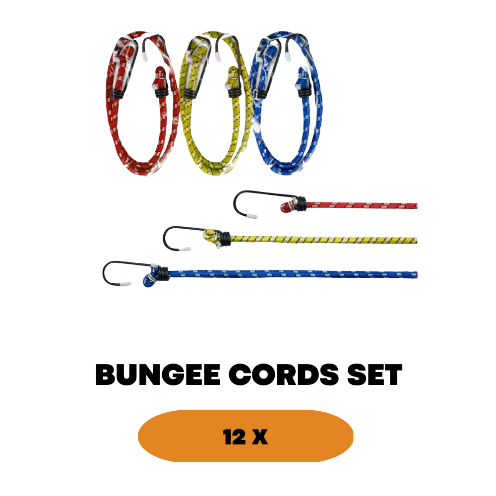 12x Bungee Straps Cords Wire Hooks Elastic Stretch Shock Cord Tie Luggage Bike - ZYBUX
