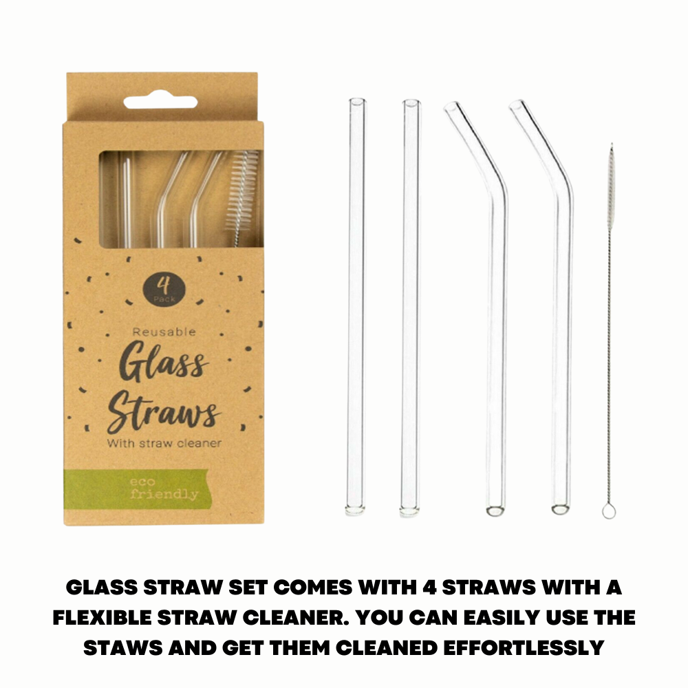 4x Reusable Glass Straws For Party Use - ZYBUX