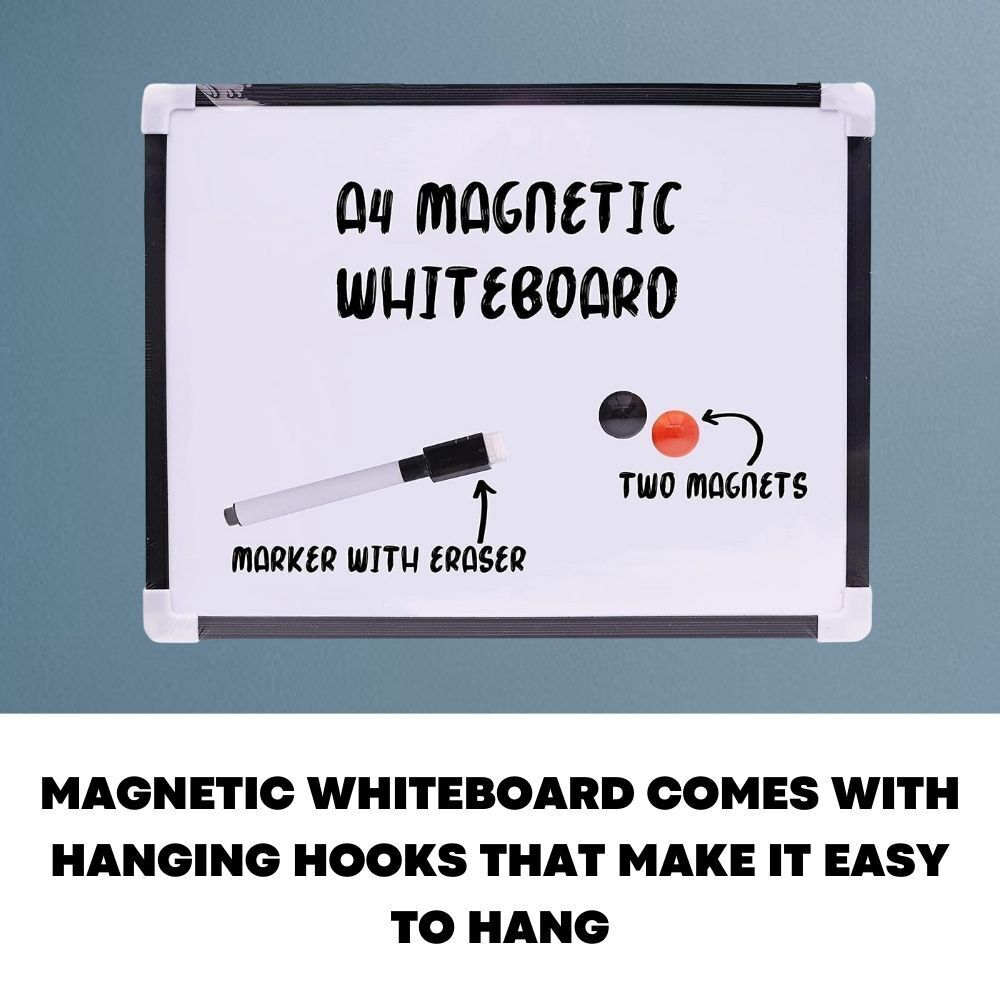 Small A4 Magnetic Whiteboard with White Dry Wipe Home Office School Memo Board - ZYBUX