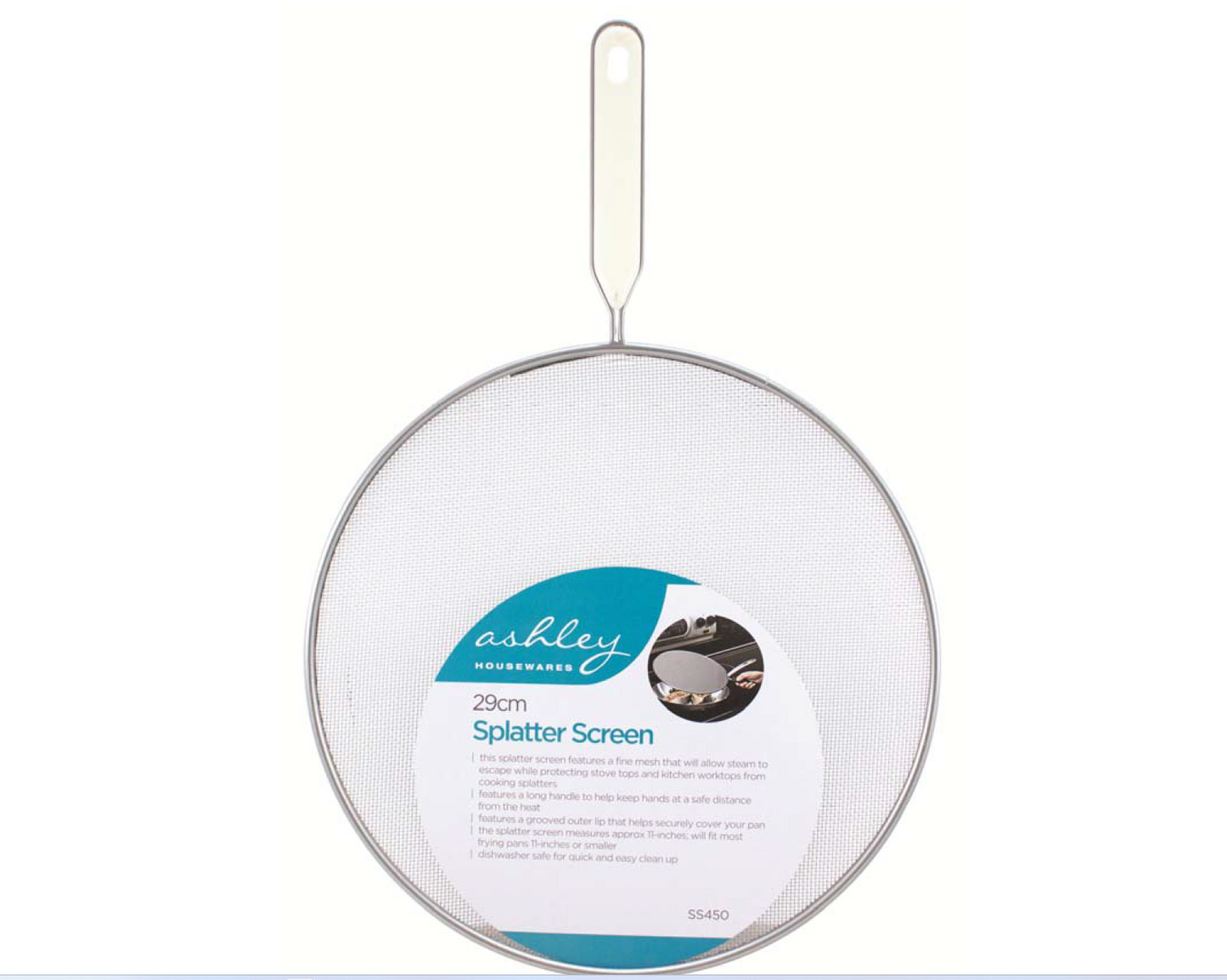 Quality Frying Pan Splatter Screen Guard Frying Pan Round Black Mesh Cover 29cm