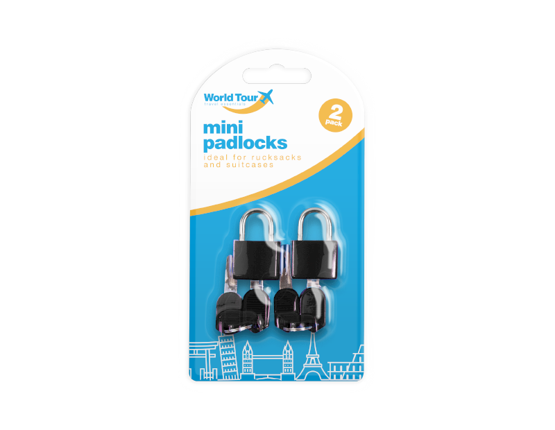 2Pc MINI PADLOCK SET Travel Holiday Suitcase Backpack Security Lock With Keys