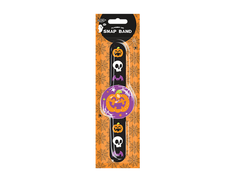 LED Halloween Flashing Snap Bands Kids Wrist Bracelets Party Bag Filler Toys UK