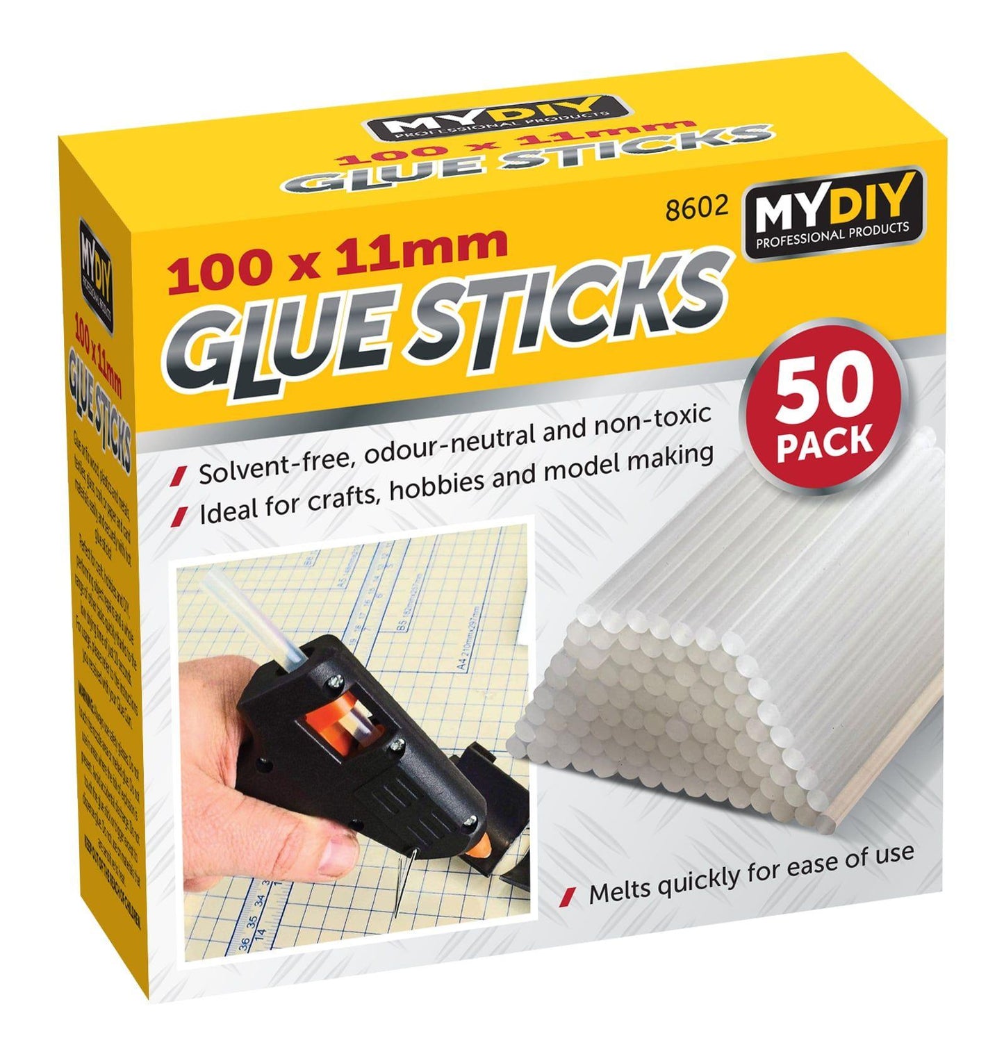50pcs High-Temperature Resistant Hot Melt Glue Sticks - Strong Adhesive, Transparent, 100 x 11mm Lengths For DIY Crafts, Plastic/Ceramic/Gypsum Board/Window Repair, And More, Hot Glue Sticks