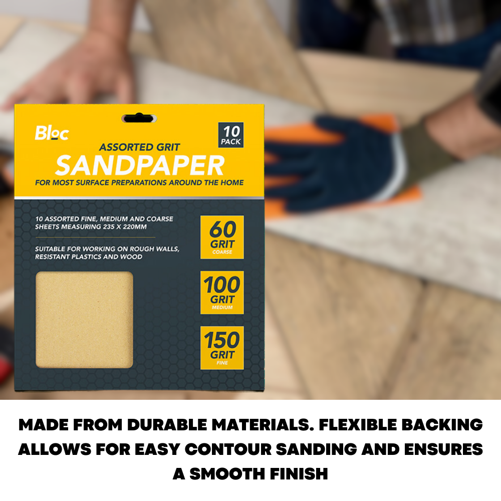 10 Sandpaper Sheets Mixed Grit Fine Medium Coarse Sand Paper Paint