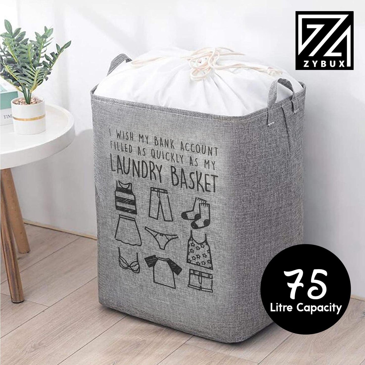 75L Foldable Laundry Storage Washing Bin Basket Large Waterproof Cloth Baggage - ZYBUX