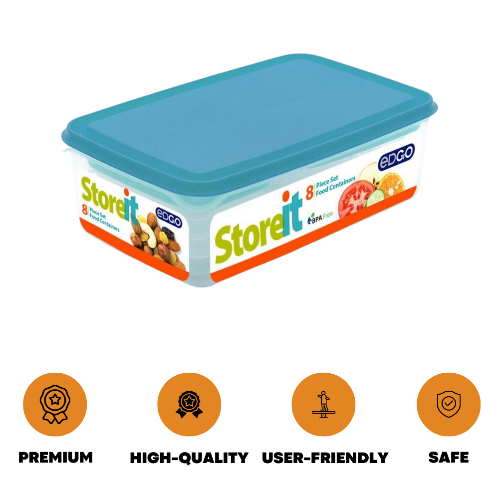 8x Plastic Food Containers Storage Boxes Set With Lid Lunch Box Microwave Safe - ZYBUX