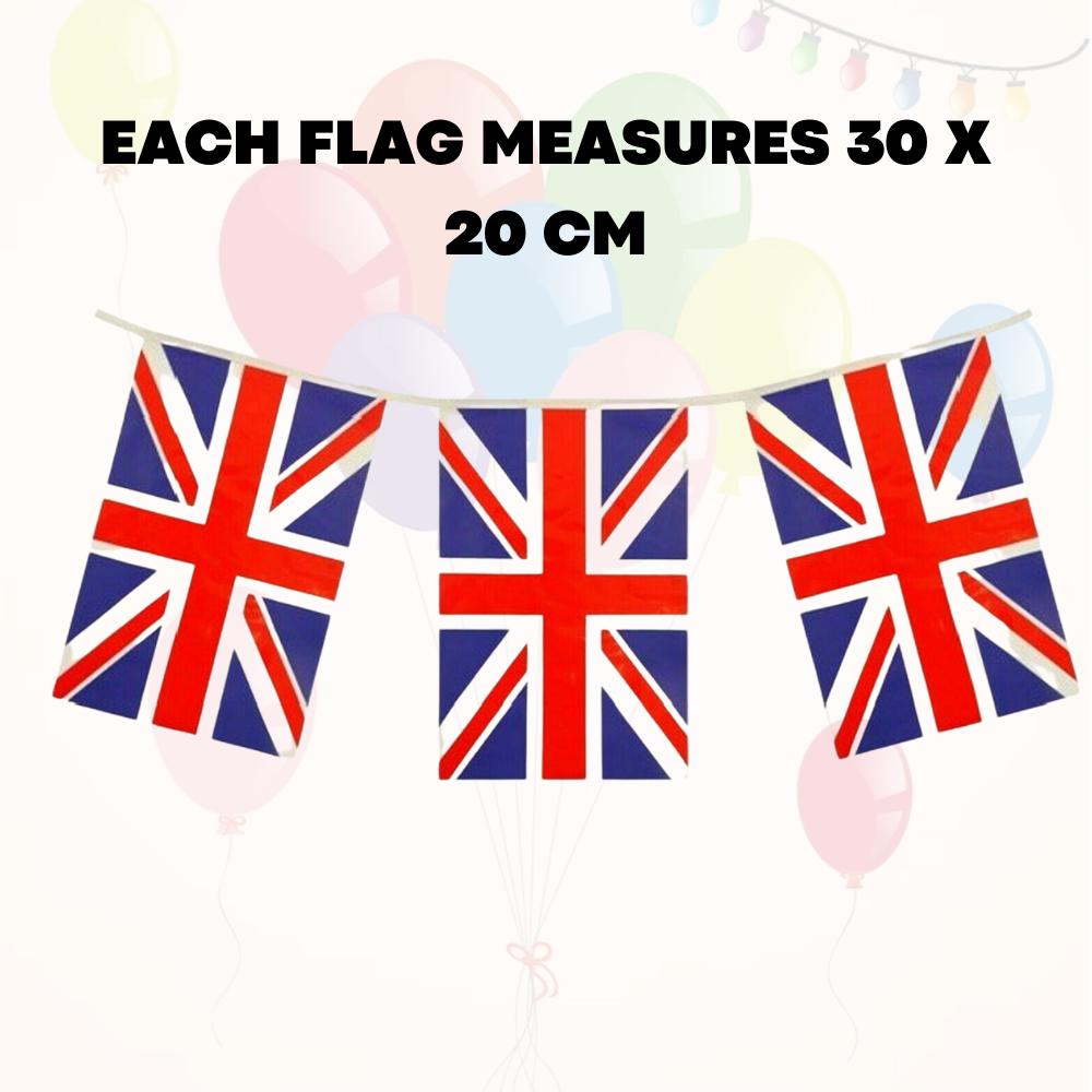 Union Jack 6M Bunting 30 x 20cm Flags National Celebrations New King Coronation - ZYBUX