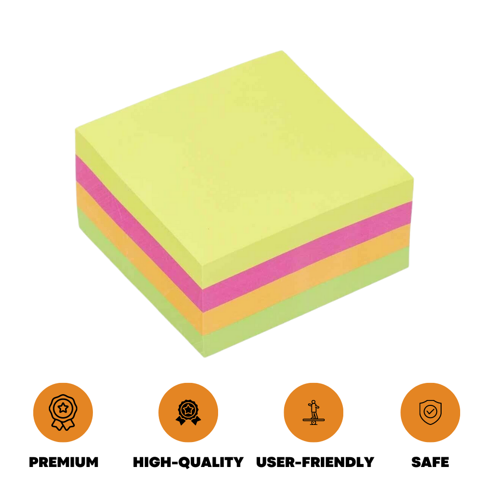 40 PCS Sticky Notes Removable Self Adhesive 76mm Neon Colour Paper Post Memo Pad - ZYBUX