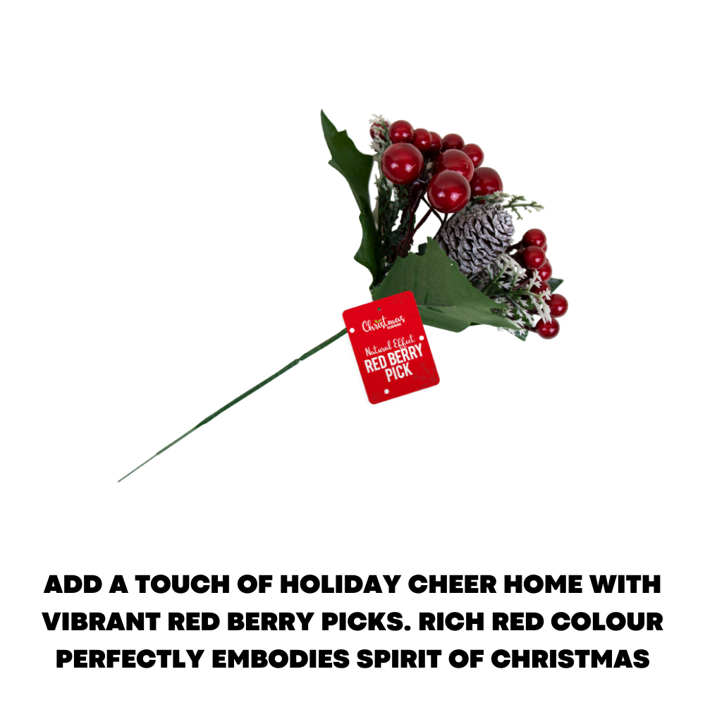 3x Red Berry Stems Flower Decoration Christmas