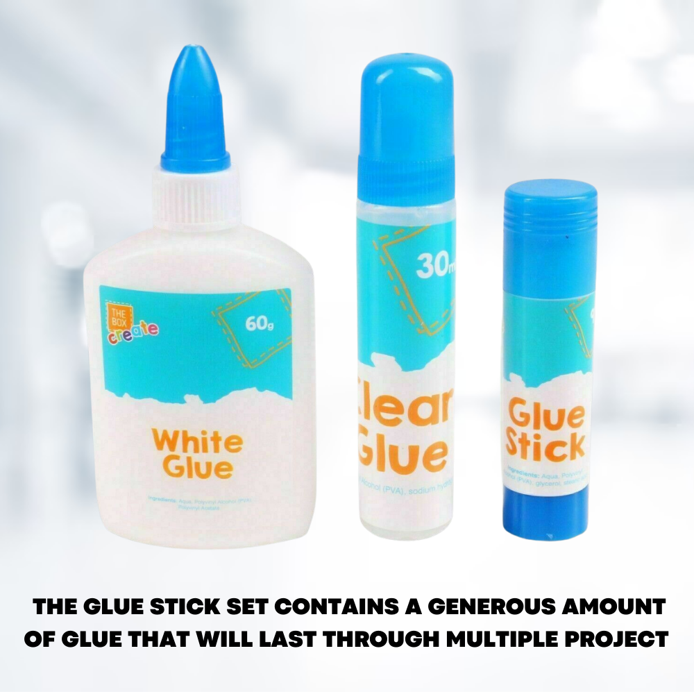 3Pc Glue Set Adhesive White Clear Stick Card Craft Paper Book School Office Home - ZYBUX