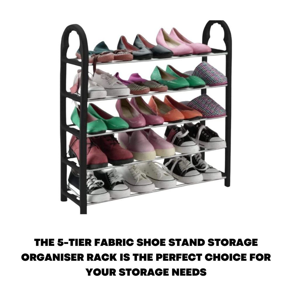 5 Tier 15 Pairs Space Saving Shoe Rack Lightweight & Compact