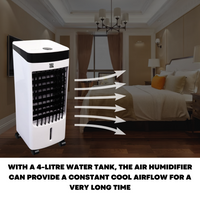 4L Air Cooler Portable Humidifier Evaporative Water Tank Cool Fan Remote Control - ZYBUX
