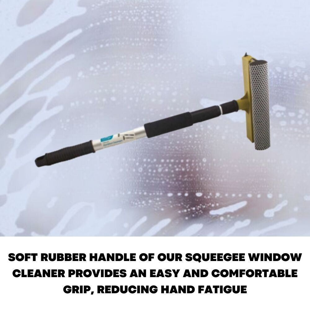 Telescopic Handle Squeegee Extendable Window Cleaner Wipe Detachable Sponge Head - ZYBUX