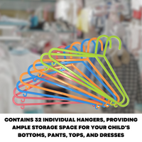 32 x Children Kids Plastic Clothes Hangers Baby Child Coat Organiser Multicolour