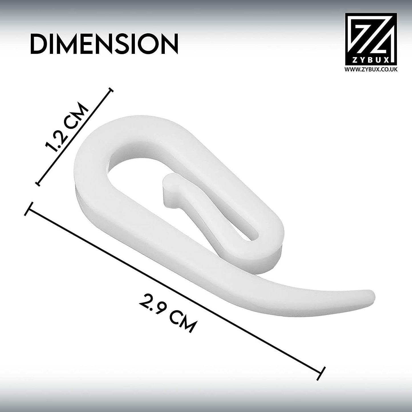 100x Curtain Hooks For Ring Header Tape White Plastic Door Window Hook Drapery - ZYBUX