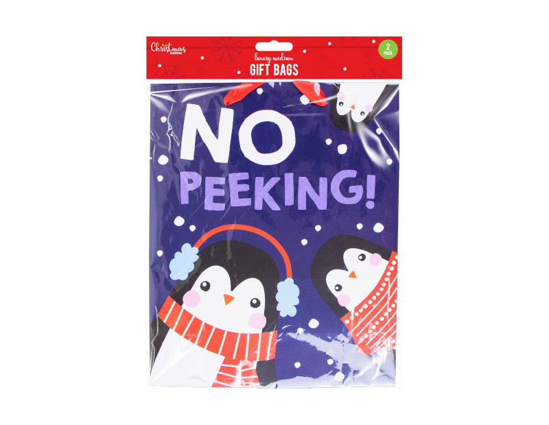 2 Pack Luxury Cute Christmas Gift Bags - Traditional Small Xmas Bags