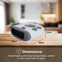 ZYBUX - 2000W Fan Heater with 2 Heat settings & Cool Function – Flat Bed Electric Quiet Space Heater for Home with Variable Thermostat | Perfect Electric Room Heater (FLATBED FAN HEATER)