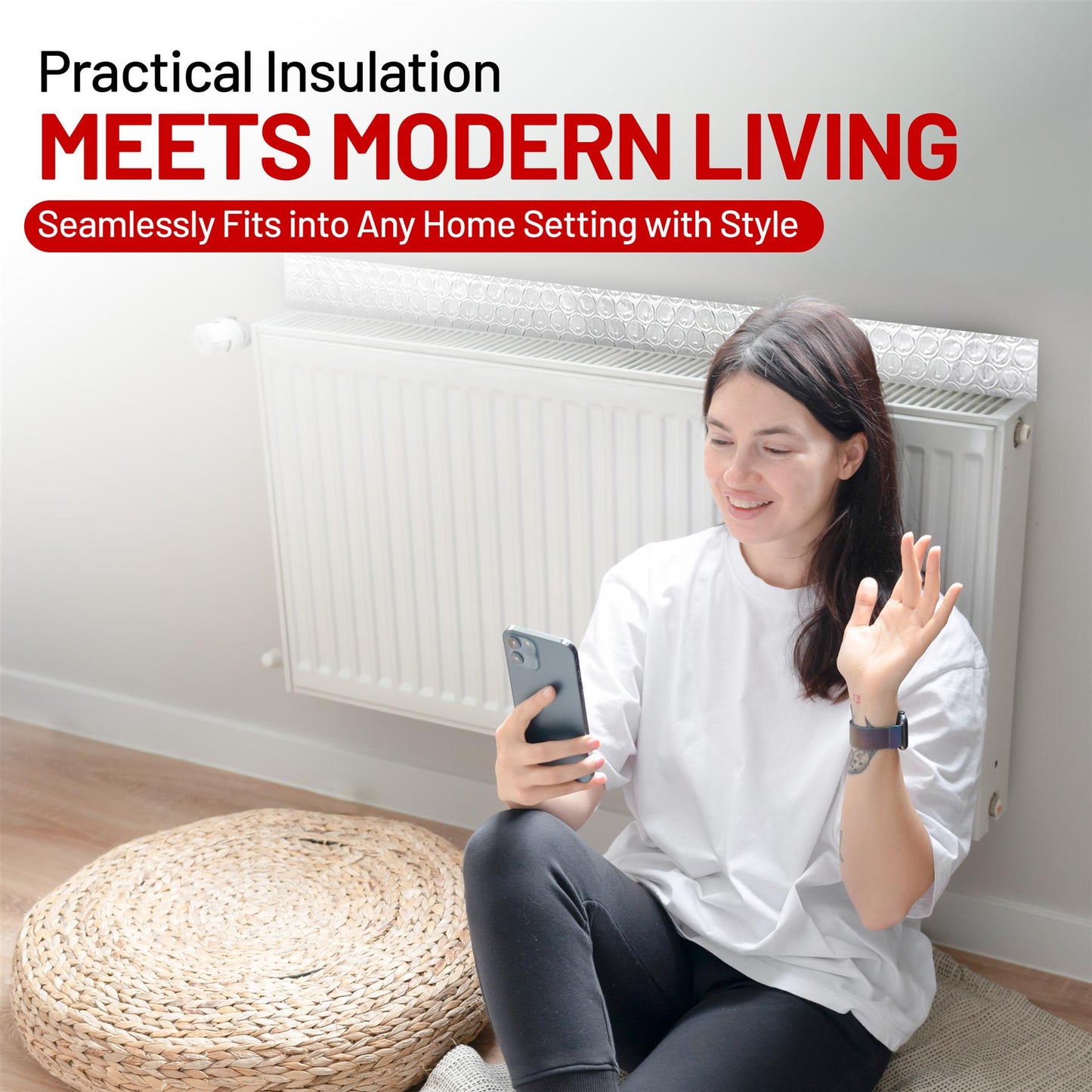 10m x 60cm Foil Insulation Roll, 3mm Thickness – 3-in-1 Reflective Radiator Panels – Heat & Vapor Barrier for Walls, Roof, Floor & Ceiling – Energy-Saving Foil with Adhesive Pads Included