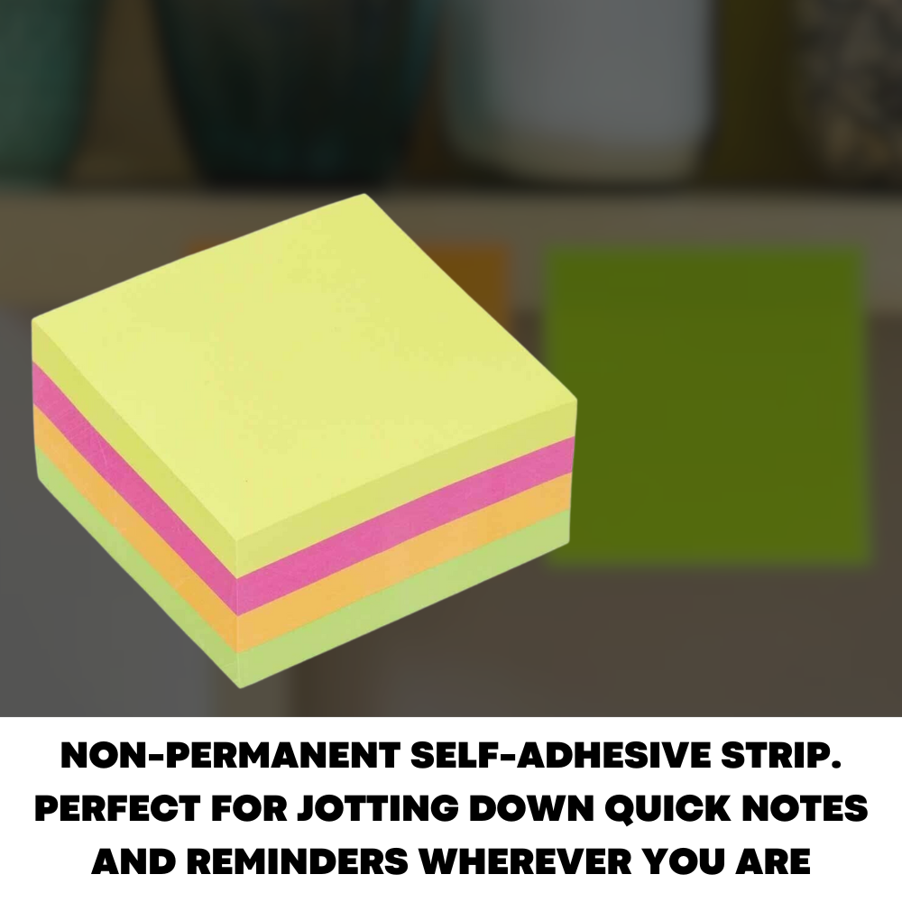 40 PCS Sticky Notes Removable Self Adhesive 76mm Neon Colour Paper Post Memo Pad - ZYBUX