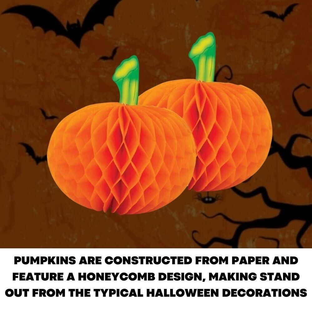 2x 3D Pumpkin Halloween House Decorations Spooky Fun Paper Scary Party Decor - ZYBUX