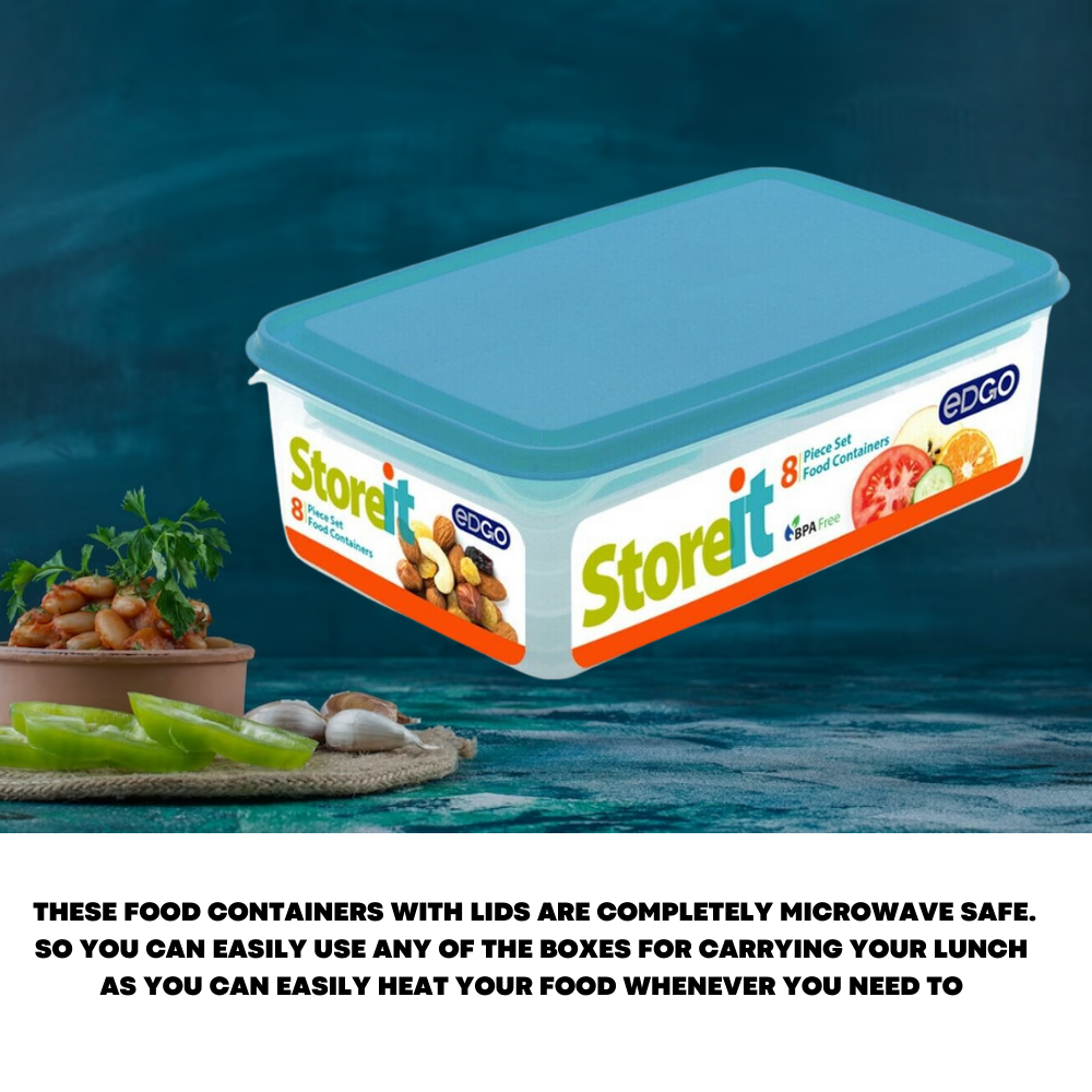 8x Plastic Food Containers Storage Boxes Set With Lid Lunch Box Microwave Safe - ZYBUX
