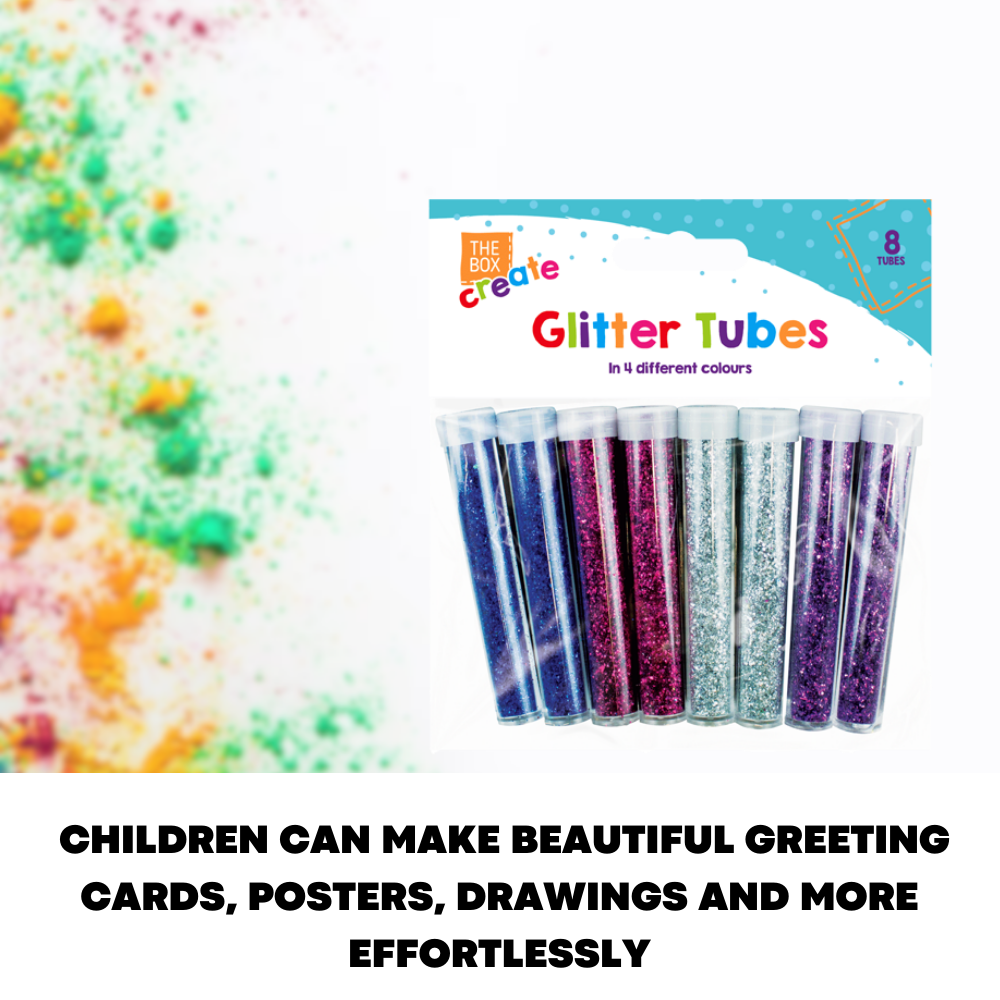 8x Glitter Tubes Assorted Colours tubes Kids Art Craft Card Making Sparkle Pots - ZYBUX
