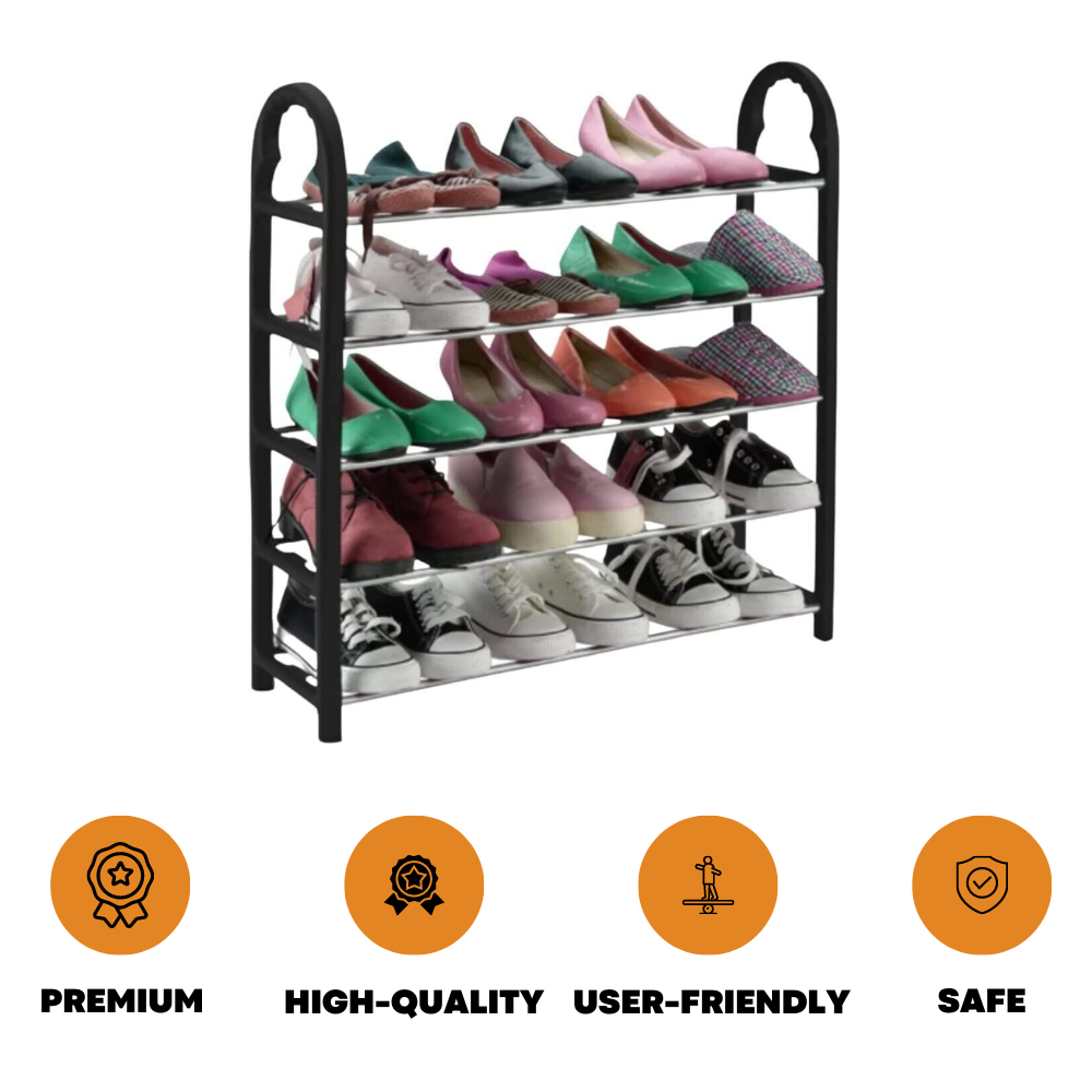 5 Tier 15 Pairs Space Saving Shoe Rack Lightweight & Compact