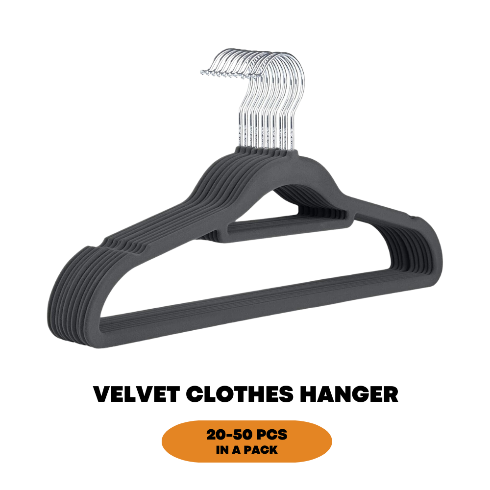 Non-Slip Velvet Adult Clothes Hanger Space Saving Wardrobe Coat Hangers, 20x - ZYBUX