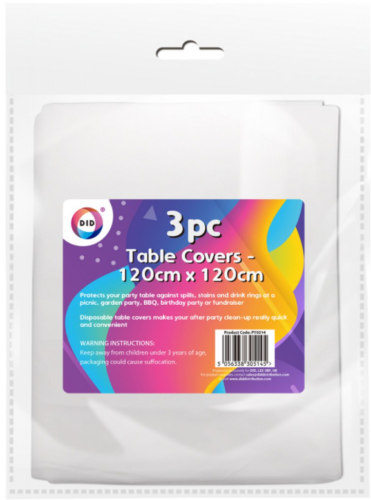3 Pack Disposable Plastic Table Covers For Easy Cleaning