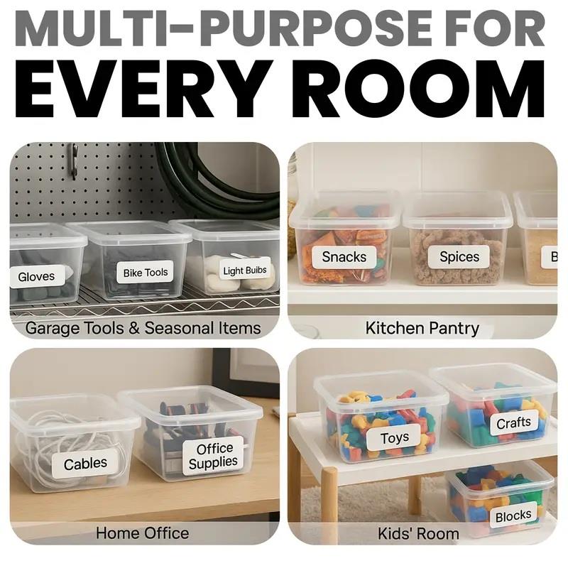 Plastic Storage Boxes with Lids – Clear Black Small Medium Large Stackable Plastic Containers | Ideal for Craft, Shoes, Toys, Office, and Kitchen Organiser | Durable, BPA Free Storage Bin (SET of 3)