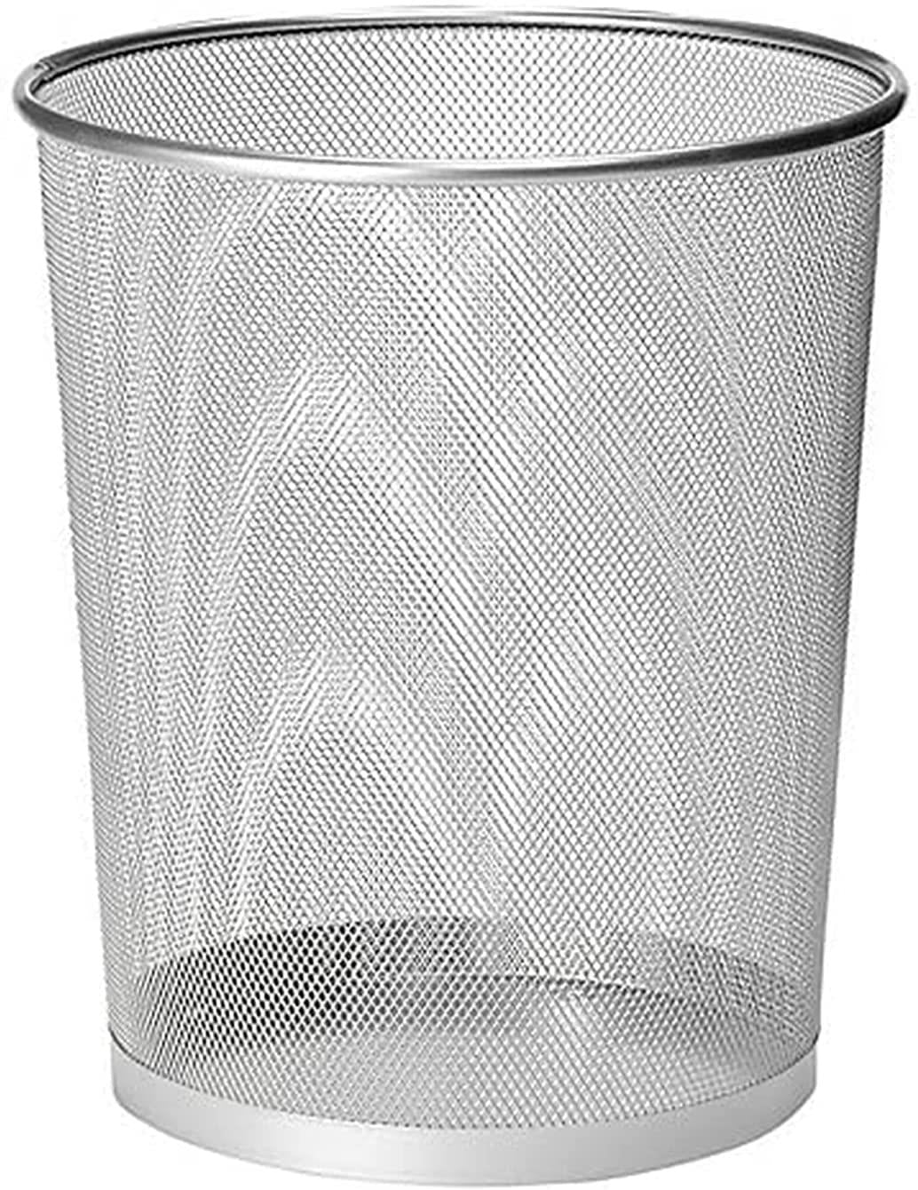2 x METAL MESH WASTE PAPER BIN FOR OFFICE HOME USE BEDROOM - LIGHTWEIGHT STURDY
