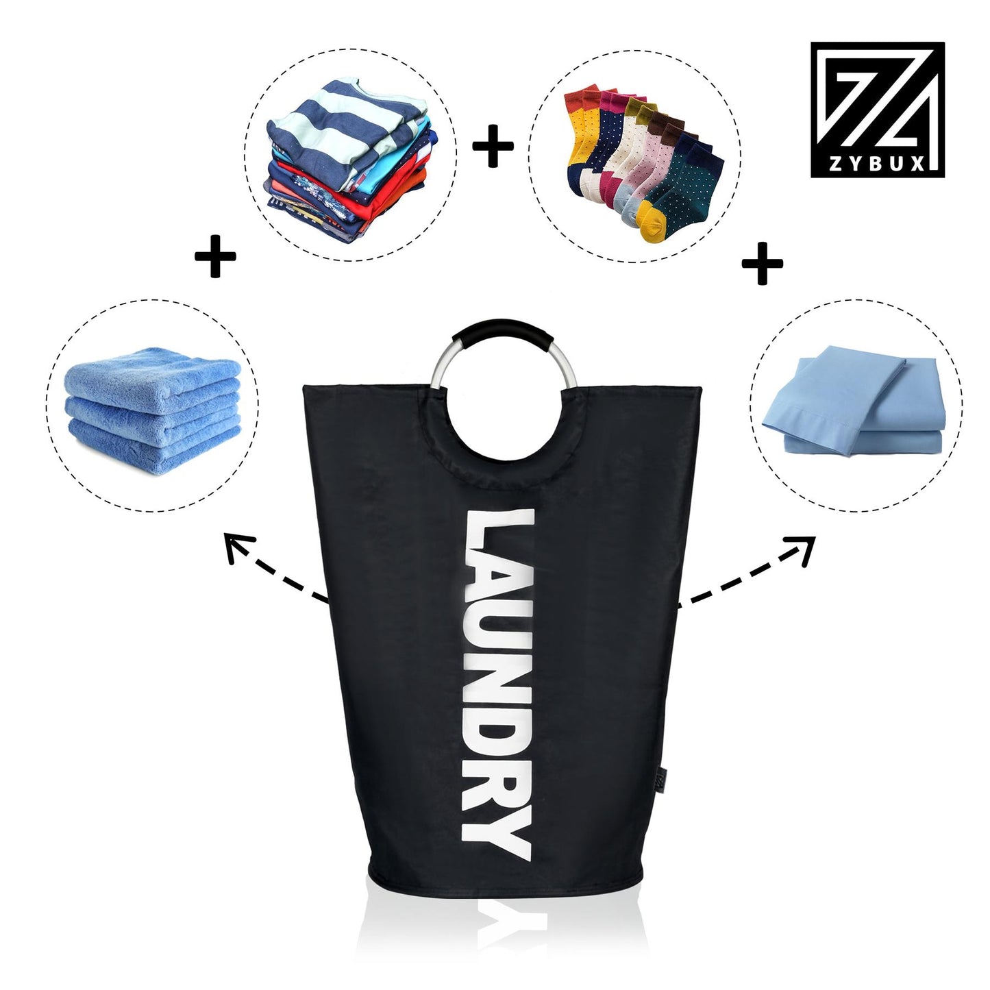 Laundry Basket 82L Collapsible Fabric Hamper, Foldable Clothes Bag, Washing Bin