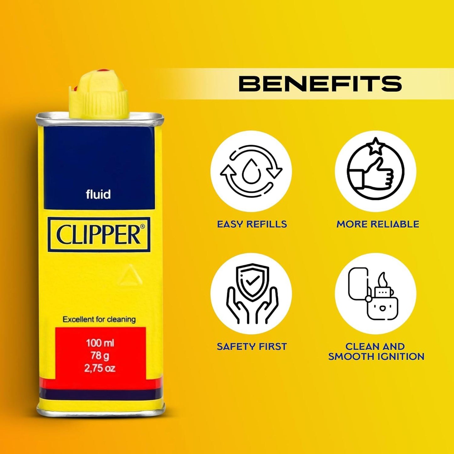 2 x Clipper 100ml Lighter Fluid - Long-Lasting, Clean Burning Fuel for Everyday Use