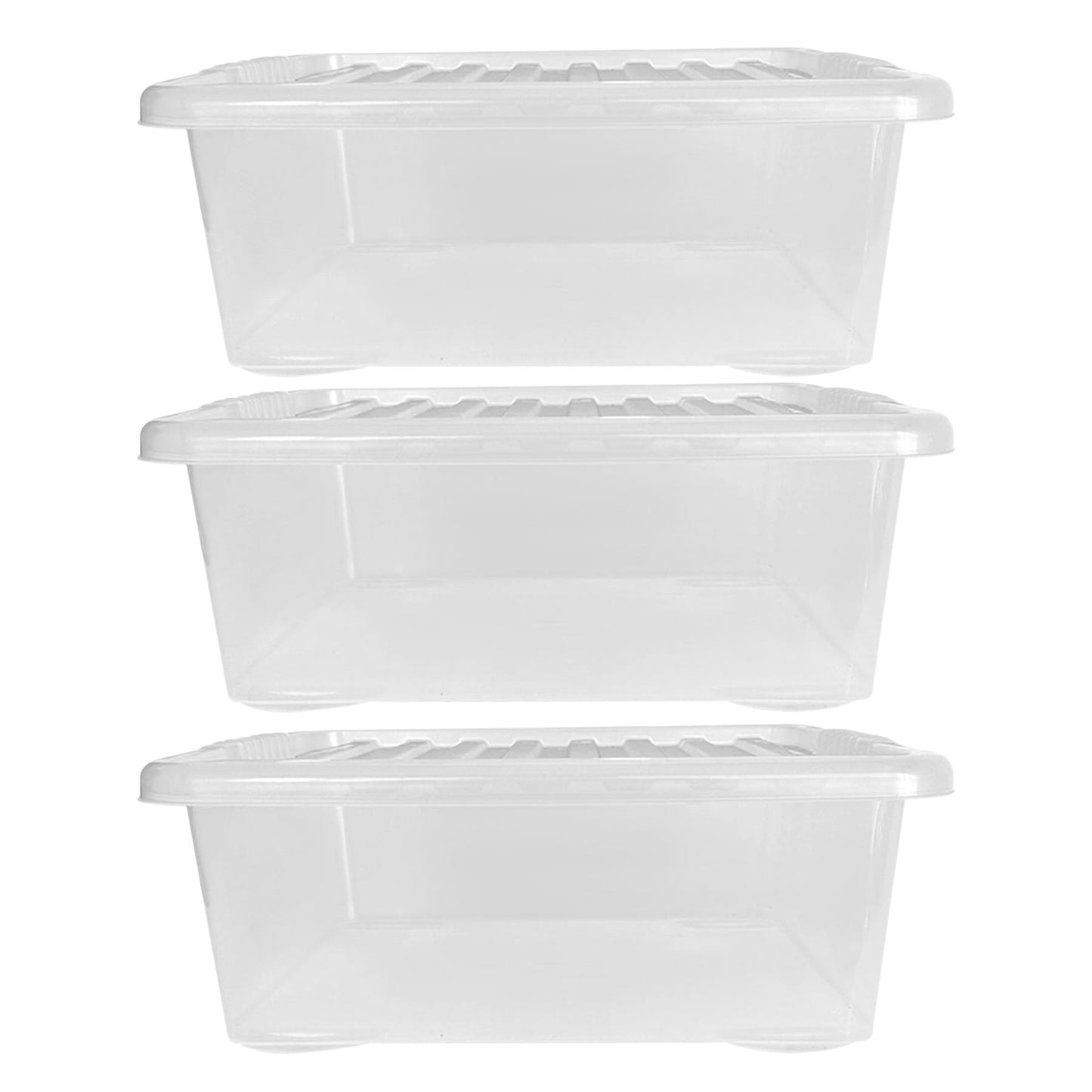 Underbed Plastic Storage Boxes with Lids – Clear & Black – 30L, 32L | Stackable Plastic Containers for Clothes, Shoes & Bedding | Space-Saving, Durable, BPA Free Storage Bins