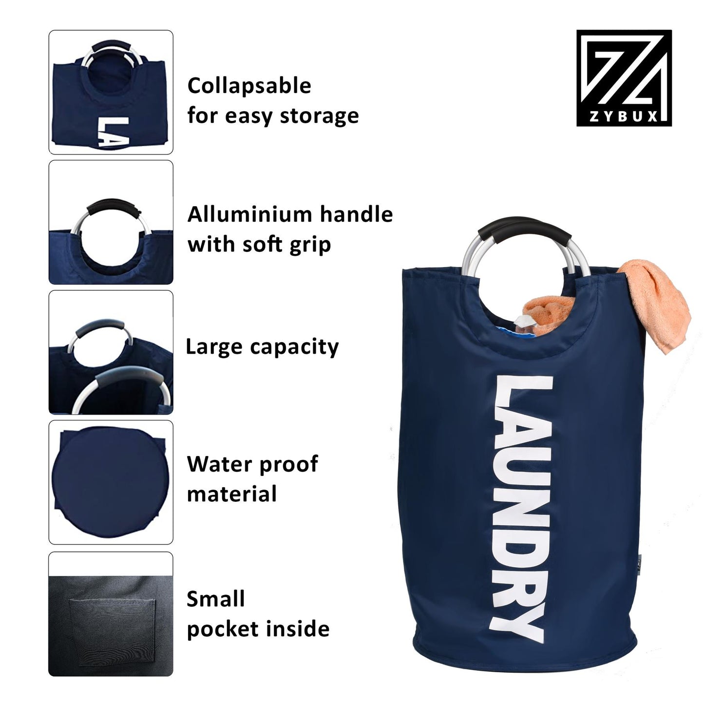 Laundry Basket 82L Collapsible Fabric Hamper, Foldable Clothes Bag, Washing Bin