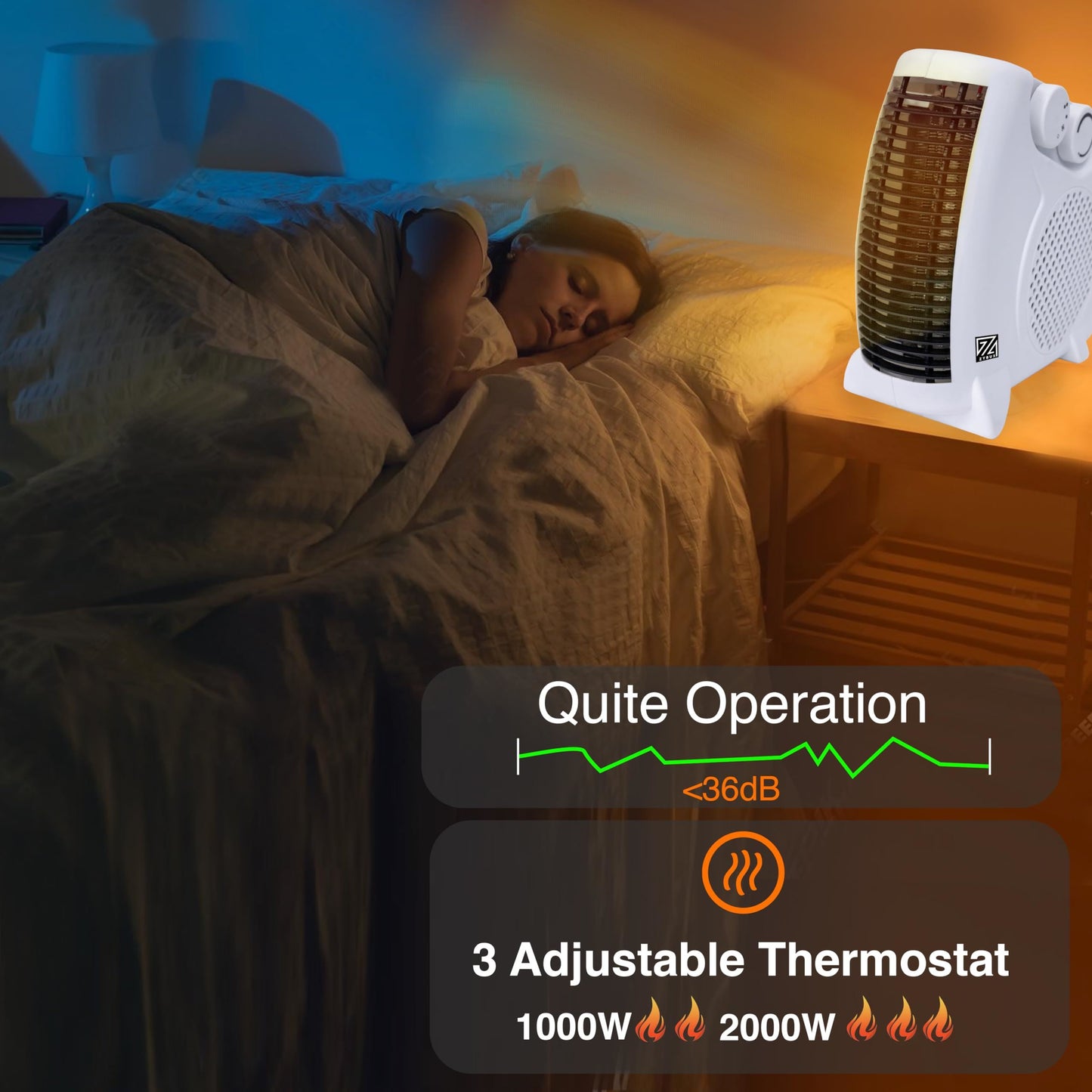 ZYBUX - 2000W Fan Heater with 2 Heat settings & Cool Function – Upright Electric Quiet Space Heater for Home with Variable Thermostat | Perfect Electric Room Heater (UPRIGHT FAN HEATER)