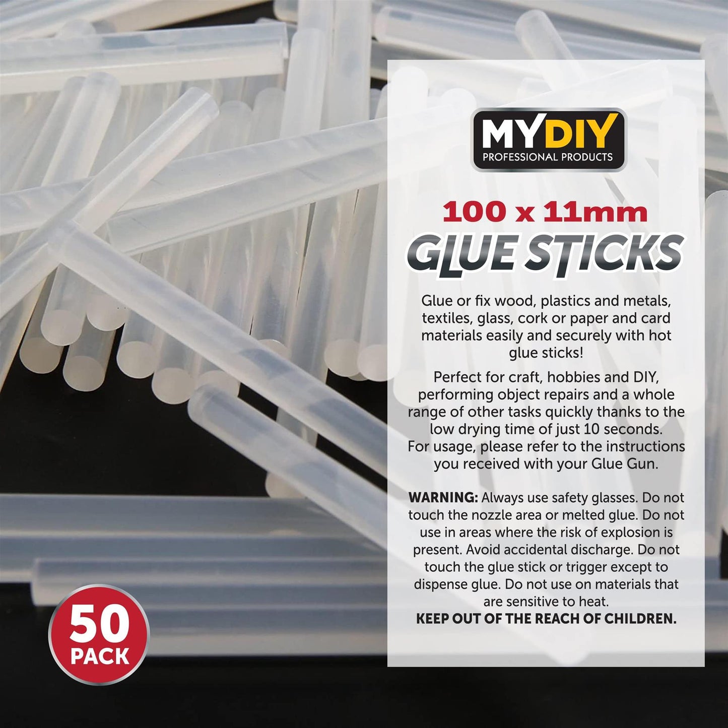 50pcs High-Temperature Resistant Hot Melt Glue Sticks - Strong Adhesive, Transparent, 100 x 11mm Lengths For DIY Crafts, Plastic/Ceramic/Gypsum Board/Window Repair, And More, Hot Glue Sticks