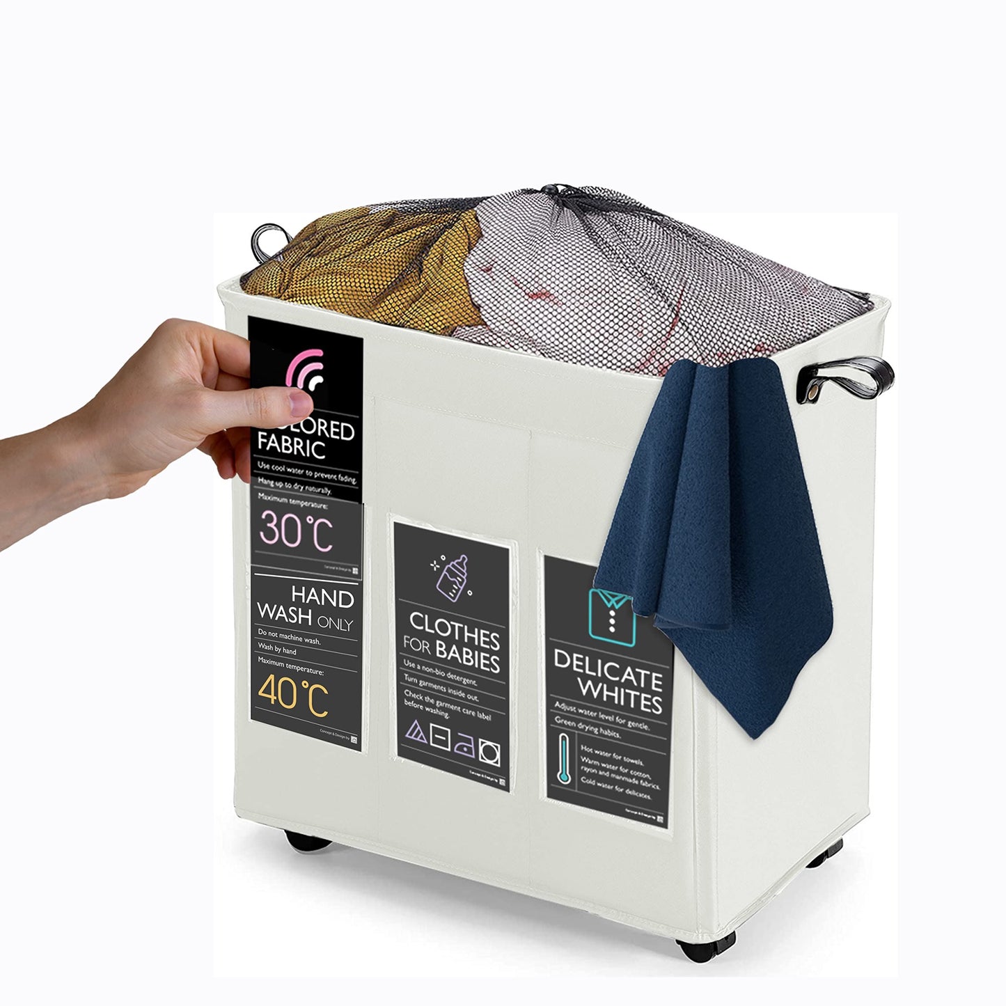 Laundry Basket Collapsible Fabric Hamper Wheelie COMPACT Clothes Bag Washing Bin