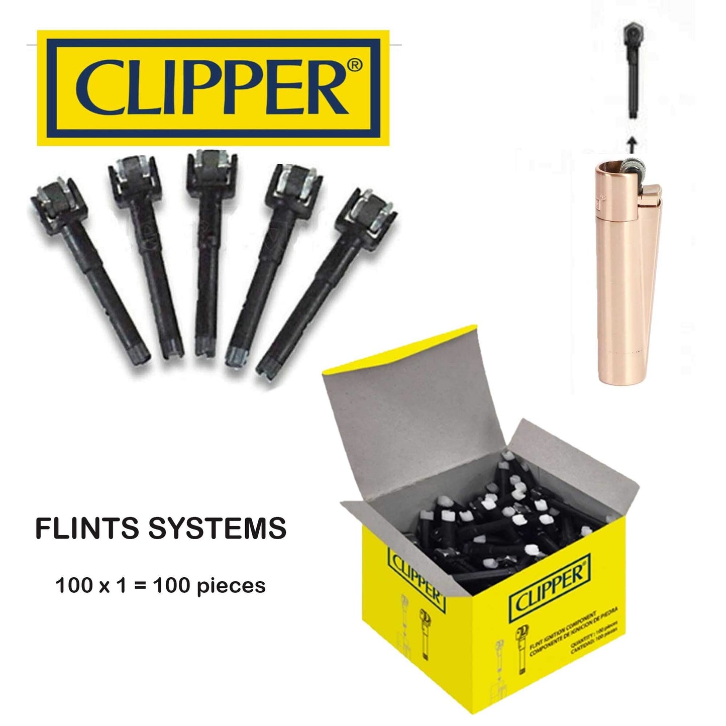 Clipper Lighters System Flints Barrel Replacements Wheel - Flint Ignition Component Pack Of 100 Pieces - iHATS LONDON UK Collection
