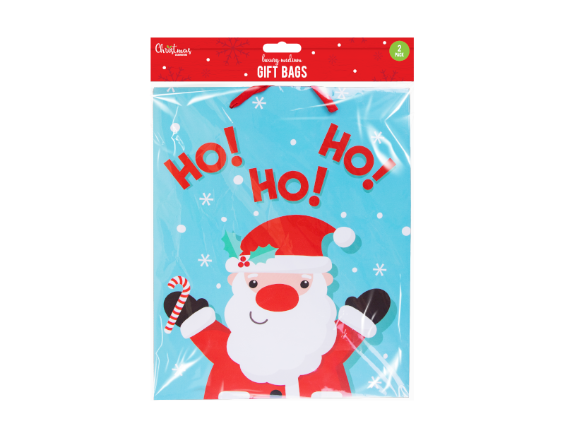 2 Pack Luxury Cute Christmas Gift Bags - Traditional Small Xmas Bags