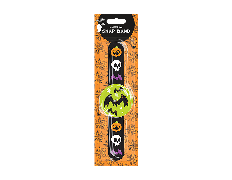 LED Halloween Flashing Snap Bands Kids Wrist Bracelets Party Bag Filler Toys UK