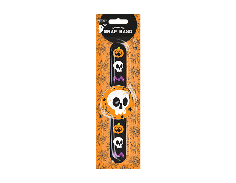 LED Halloween Flashing Snap Bands Kids Wrist Bracelets Party Bag Filler Toys UK